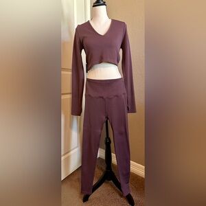 Spiritual Gangster Burgundy Legging & Crop top set M/L